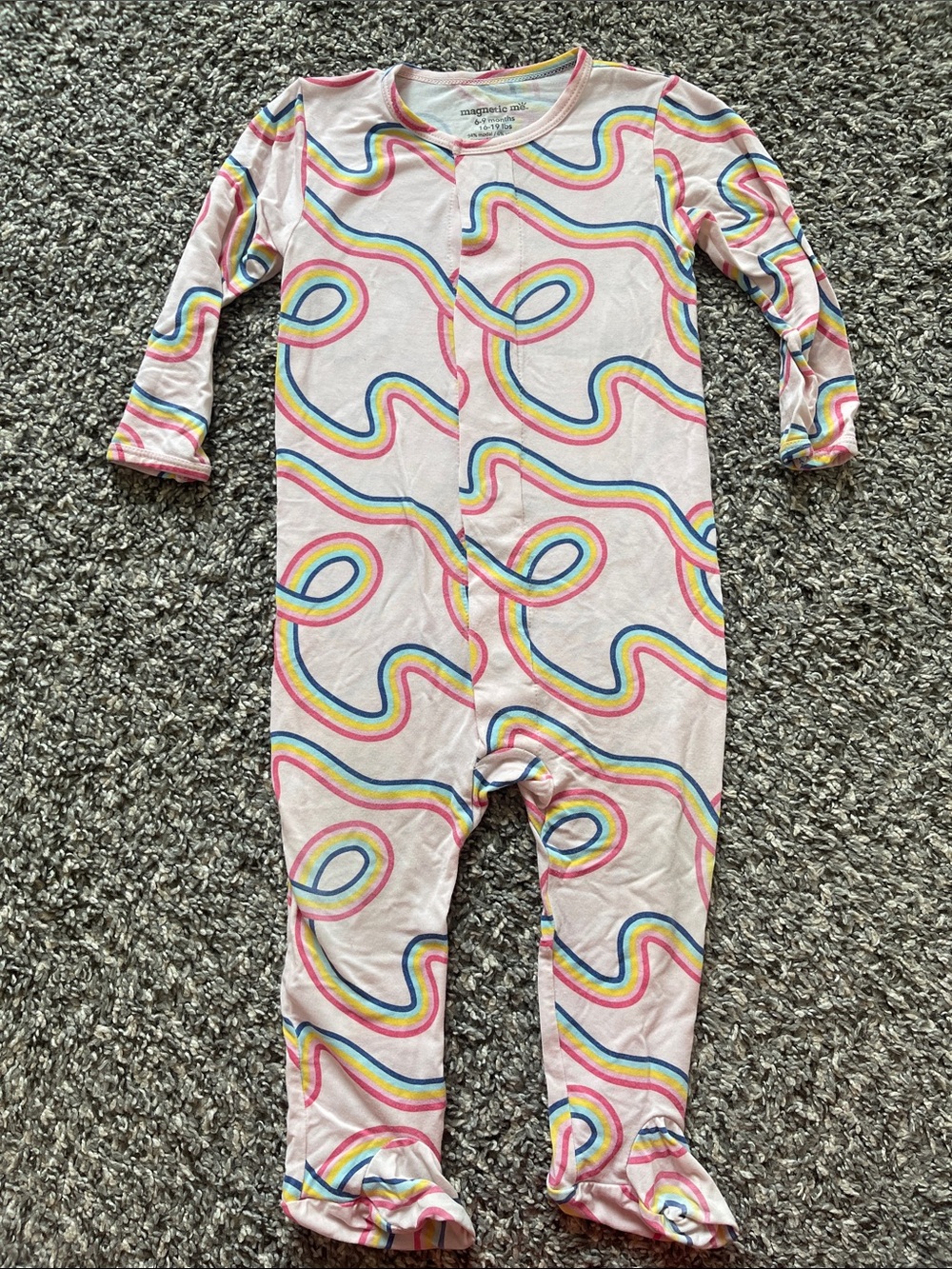 Magnetic Me Pink Rainbow Loop Footie - Size 6-9 months